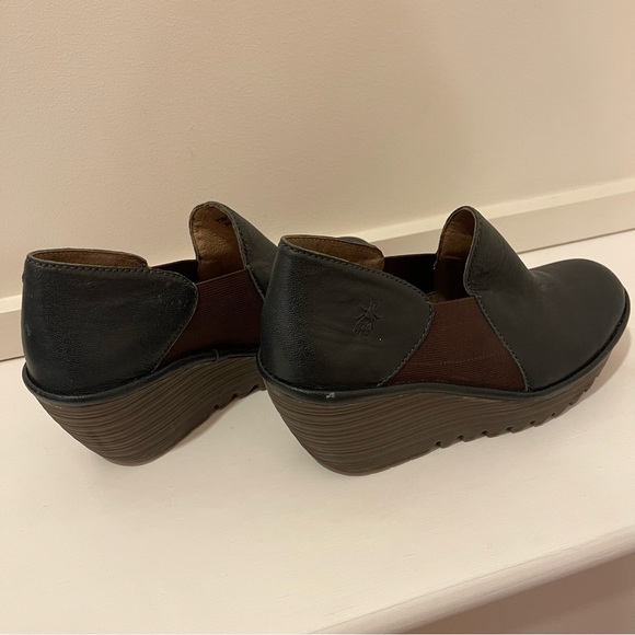 Fly London Yua Green Leather Chunky Platform Wedges Shoes Size 39 Flaw - Picture 3 of 9